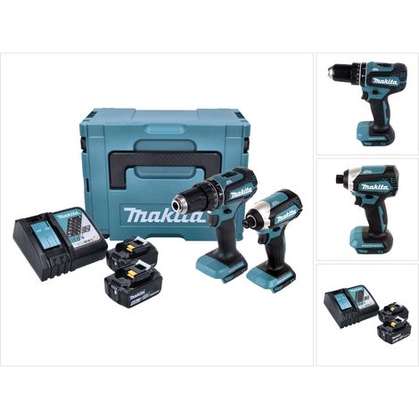 Makita DLX 2283 TJ Akku Combo Kit DHP 485 Akku Schlagbohrschrauber + DTD 153 Akku Schlagschrauber + 2x Akku 5,0 Ah + Ladegerät + Makpac (1/5)
