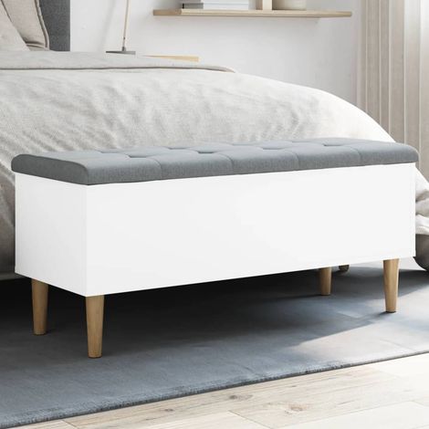 vidaXL Banco con almacenaje madera de ingeniería blanco 102x42x46 cm (1/5)