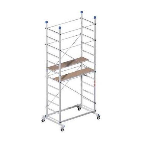 Échafaudage en aluminium 3,60m – Hauteur de travail max 3,98m – Charge max 150kg – Montage rapide avec roues de 100mm – Marchetti