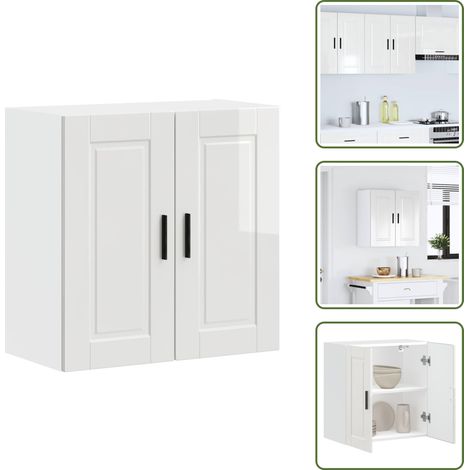 Armario de cocina madera - vidaXL Armario pared cocina Porto madera ingeniería blanca alto brillo -