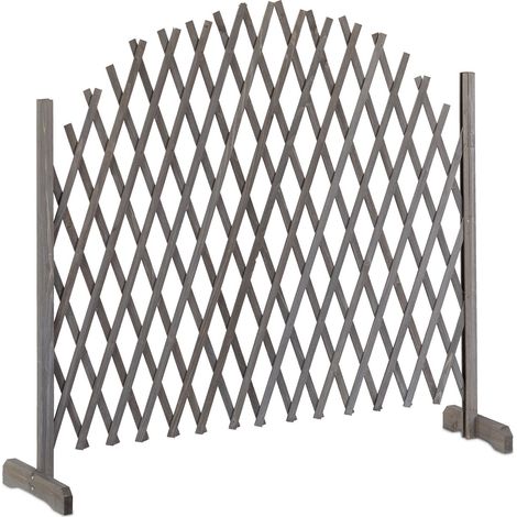 Relaxdays Wooden Trellis, Extendable, Freestanding, Garden Lattice, Balcony Climbing Aid, Grey