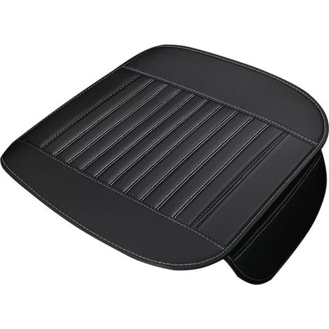 Housse de siège auto universelle en cuir noir, 52 x 51 cm, antidérapante et facile à nettoyer. (1/5)