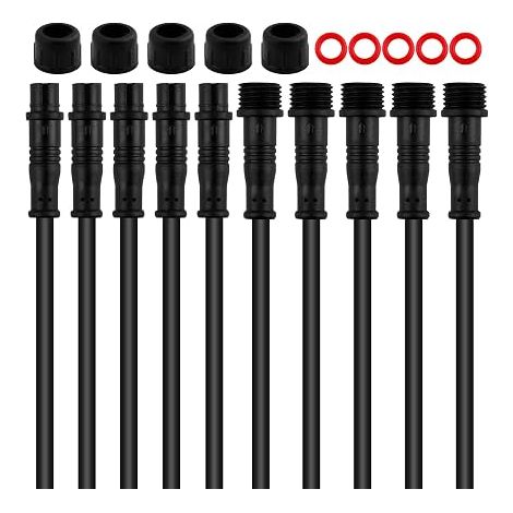 Waterproof 2 Wire Connector Male and Female Connector for LED 2 Pin Extension Cable 20AWG 20cm for LED Strip Lights Outdoor Use Cars Boats (1/5)