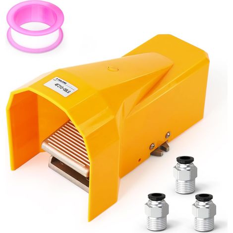 Kit de pédale pneumatique 1/4 « BSP Contrôle de pression antidérapant en caoutchouc à 5 voies et 2 positions 4F210-08G avec raccords pneumatiques de 6mm et bouclier de protection (1/5)