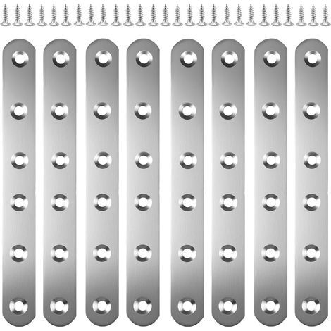 8 Pièces Patte d Assemblage Metal, 165mmx20 Connecteurs Plats en Acier Inoxydable Equerre Plate Inox avec Vis Assemblage Métallique pour Réparer Meubles En Bois, Armoires, Chaises, Tables (1/5)