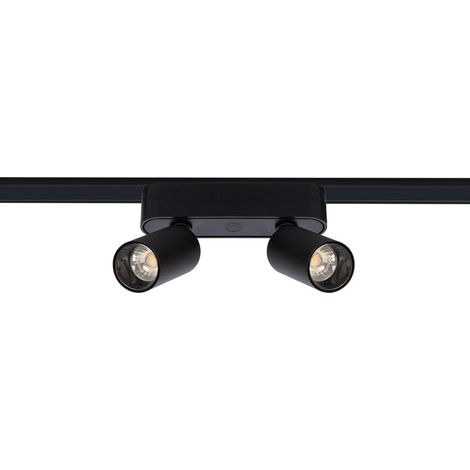 Spot LED sur Rail Magnétique 25mm Extra-Plat 10W Double 48V Noir 4000K Blanc neutre