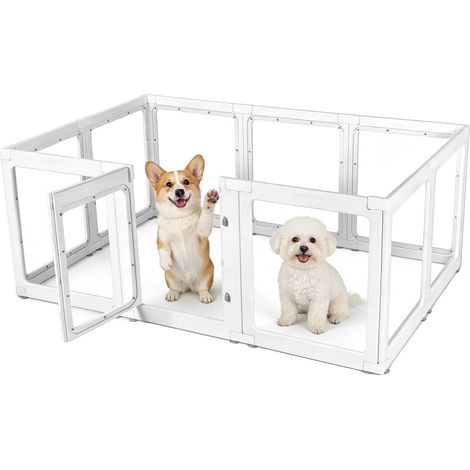 Caseta de perro de acrílico, 10 paneles conectables, para uso interior y exterior, transparente. (1/2)
