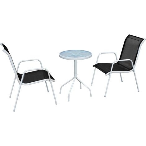 vidaXL 3 Piece Bistro Set Steel Black (1/5)