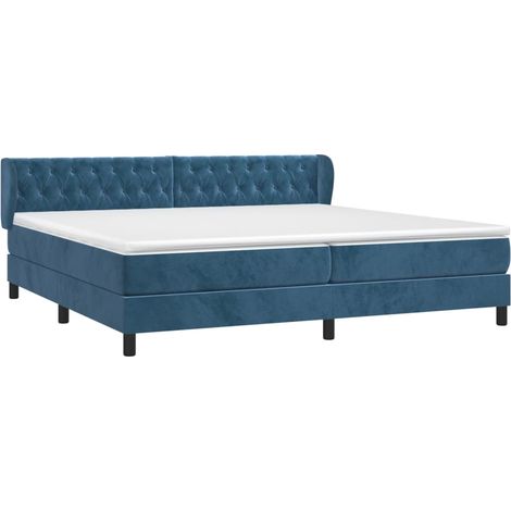 vidaXL Sommier à lattes de lit et matelas Bleu foncé 200x200cm Velours