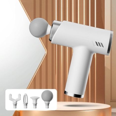 (Weiß) Geräuschlose LCD-Frequenzwandlungs-Massagepistole für Faszien, Hochfrequenzvibration, Muskelentspannung (Weiß) (1/5)