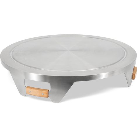 Petromax Deckel für Feuerschale Tyropit 3-in-1 Edelstahldeckel mit Holzgriffen TYROPIT-LID