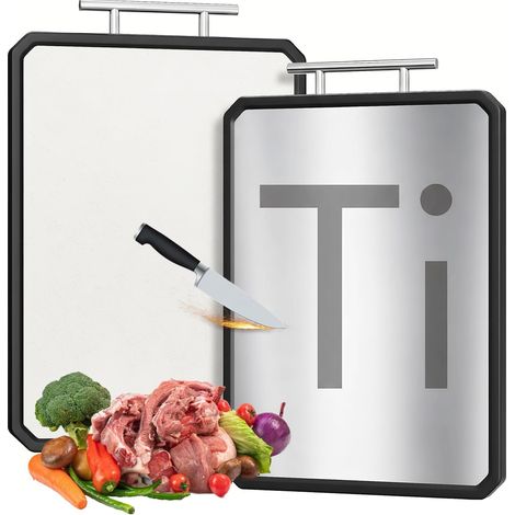 Pure titanium cutting board, antibacterial and mold resistant, uncoated cutting board for cutting fruits, vegetables, cooked foods and meat (1/5)