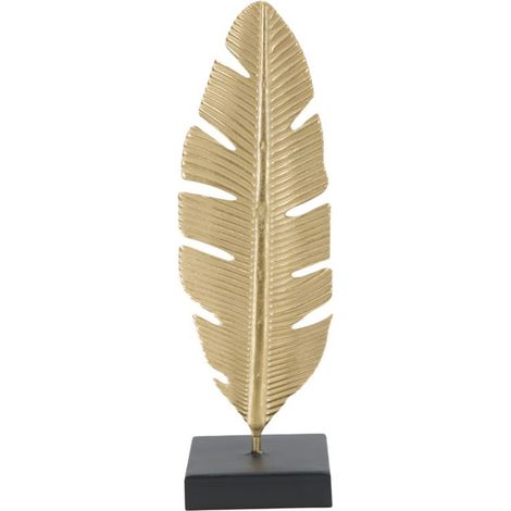 Plume Déco en Métal "Bougeoir" 34cm Or (1/5)