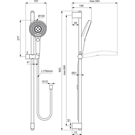 Ideal Standard Combinazione doccia Idealrain Solos 903mm Cromo, A7898AA