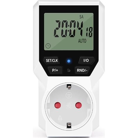 Commutateur de Minuterie Électronique Numérique avec Protecteur de Surtension Automatique, Prise EU avec Affichage LCD et Contrôle de Programmation du Timing.