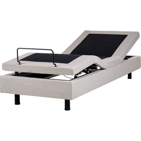 Letto singolo in poliestere beige chiaro regolabile con telecomando senza testiera 90 x 200 cm Duke (1/5)