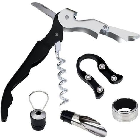 Coffret ouvre-bouteille à vin - Tire-bouchon pour champagne et vin rouge, verseur, 5 accessoires pour les amateurs de vin (1/5)