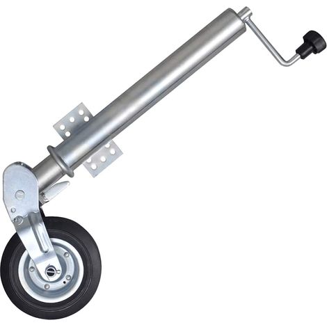 Roue jockey de remorque pliable en acier galvanisé, 400 kg, tube 60 mm, roue 200 mm - PANGIVO (1/4)
