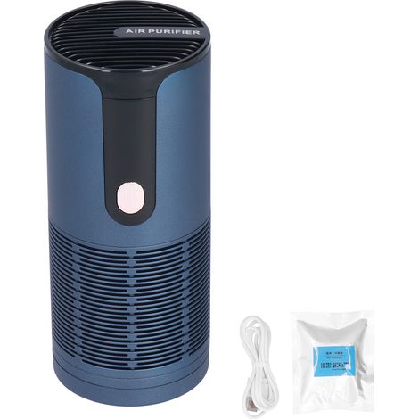 Purificateur d'Air Portable à Ions Négatifs - 3 Vitesses, USB, pour Voiture et Maison, Bleu (1/5)