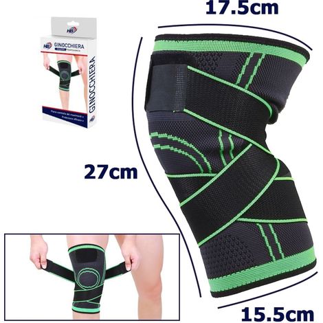 Trade Shop - Knieschoner, elastisches Band, hypoallergen, waschbar, für Trauma, Fitness, Sport, Grün -