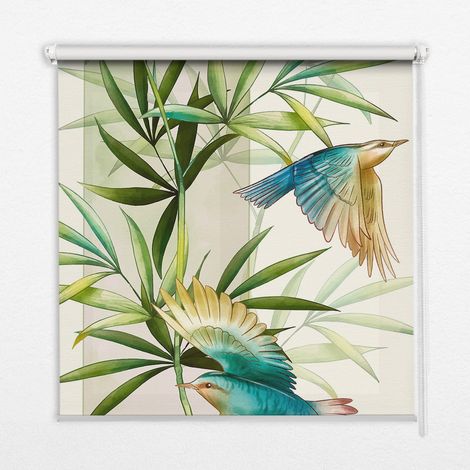 Innenrollo Fensterrollo - Rollo ohne Bohren - Sichtschutzrollo - Lichtdurchlässiges Rollo - Rechteckiges - Rollo - (150 cm x 180 cm) - Vögel im Laub (1/5)