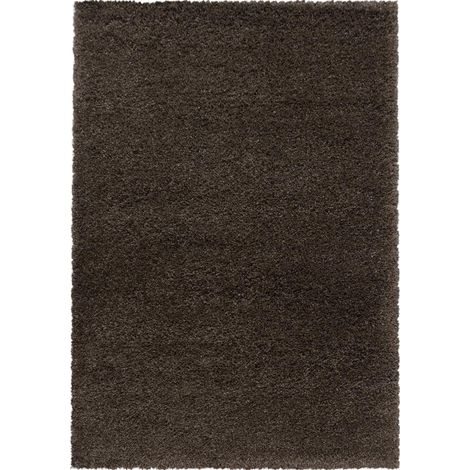Tapis longs poils shaggy 140x200 marron tissé rectangle motif uni UNI B (1/5)