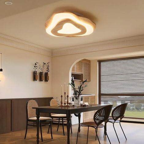 Plafonnier LED En Bois, Nuages Ø45cm 35W=2800lm, Plafonnier Pour Chambre D'Enfant À Intensité Variable 3000K-6000K, Abat-Jour En Acrylique Léger En Forme De Cœur Plafonnier Enfant Rond Moderne (1/5)
