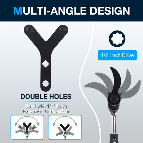 Outil de démontage du bras de suspension inférieur de voiture noire avec deux leviers de 1/2" et extracteur de rotule de bras de suspension de châssis.