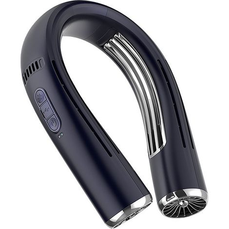 Freihändiger, tragbarer Nackenventilator, USB-aufladbar, ideal für Camping und Reisen (Königsblau). (1/2)
