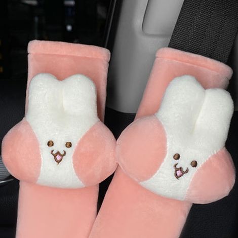 Oreiller appuie-tête voiture lapin joues roses tout doux peau respectée coussin assise cartoon mignon pour auto coussin cou nuque (1/4)