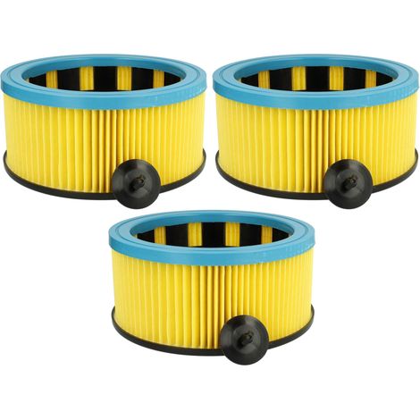 vhbw 3x filtro a pieghe piatte compatibile con Hitachi NT1232, NT 1232 aspirapolvere - nero / blu / giallo, lavabile