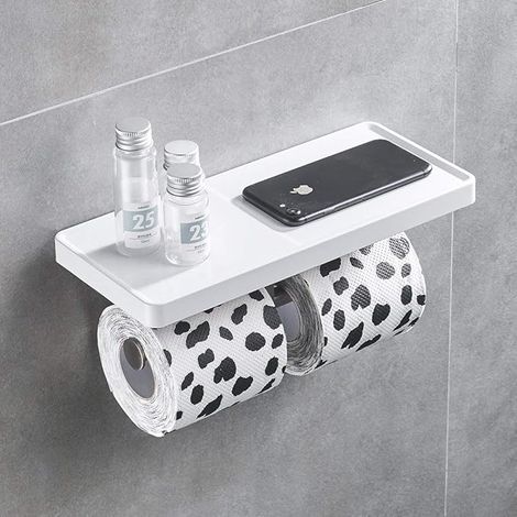 Porte-papier toilette, montage mural, blanc (1/4)
