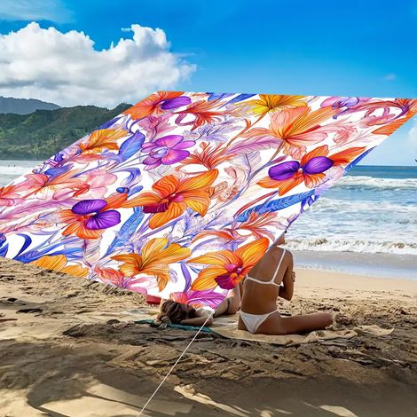 Voile d'ombrage imperméable style Mandala – Toile solaire rectangulaire/carrée avec 4 cordes, protection UV 95%, auvent décoratif pour jardin terrasse Voile d'Ombrage(Style10-240cmx185cm) (1/5)