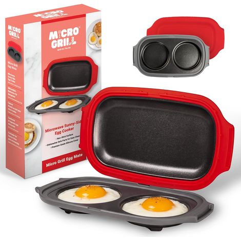 Cuiseur à œufs pour micro-ondes – Machine à 2 œufs Sunny Side Up avec couvercle d'aération de vapeur – Moule à œufs pour sandwich rapide – Sans BPA, passe au lave-vaisselle (1/5)