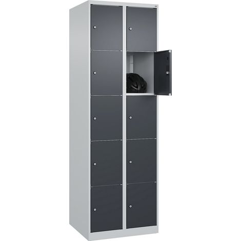 C+P, Vestiaire à 5 casiers Classic PLUS, 2 compartiments, gris