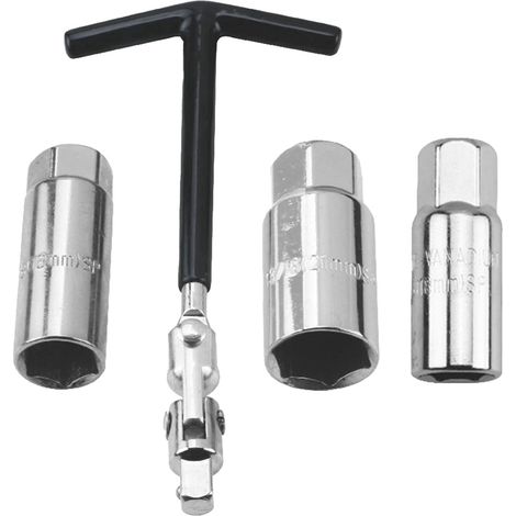 Juego de 4 llaves para bujías de 16/18/21 mm – Llave universal para bujías de coches y motocicletas – Acero inoxidable – Ajustable a 720 grados (1/5)