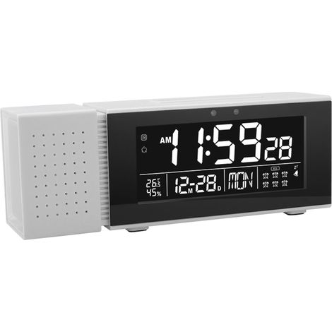Réveil numérique avec veilleuse, radio FM, moniteur de température et d'humidité (blanc) TSP30 (1/5)