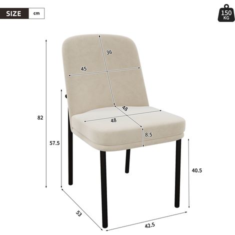 Lot de 2 chaises design pour salle à manger, coussins rembourrés épais, piètement en acier, parfaites pour séjour, cuisine et restaurant, style épuré contemporain, cadre noir, tissu velours camel. (1/5)