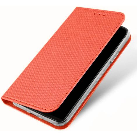 Custodia per Motorola Moto E13, Smart Magnet, rossa + vetro 9H (1/4)