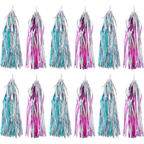 Rubans colorés pour guidon de vélo enfant, pompons, 12 paires, accessoires (1/5)