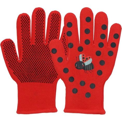 Filiyano-Gants de jardinage - ESSCHERT DESIGN - Coccinelle - 3-6 ans - Paumes antidérapantes en PVC - Poignets élastiques rouges (1/3)