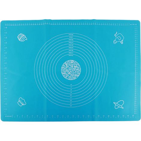 Planche à pâtisserie en silicone anti-adhésif avec échelle, tapis de pétrissage pour cuisine, bleu 50x70 cm