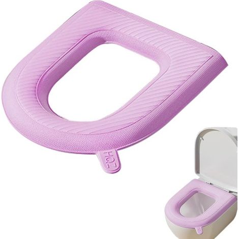 2 pezzi Copriwater igienico riutilizzabile rosa – Protezione in morbido EVA con maniglia, per comfort e pulizia (1/5)