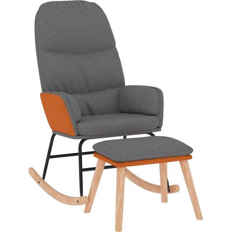 Maison Exclusive - Schaukelsessel mit Hocker Hellgrau Stoff (1/5)