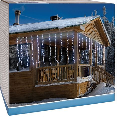 Rideau lumineux extérieur avec 220 lampes LED pour fenêtre de maison, 2 m