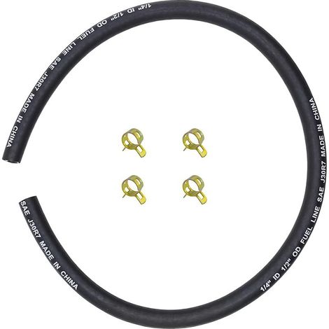 Durite Essence 1/4" (6,35mm) x 25" (63cm) avec 4 Colliers Compatible Briggs & Stratton 283207 95162S Tondeuse Petit Moteur (1/5)