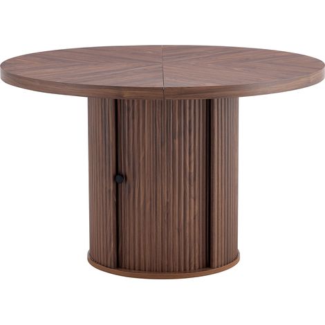 Table à manger ronde avec rangement, effet bois, 115 cm, MDF, noyer (1/5)