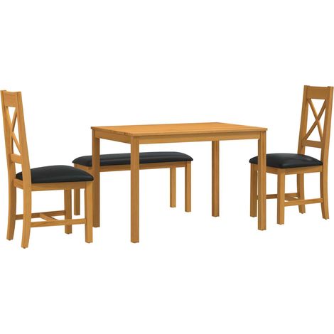 Ensemble de salle à manger 4 pc Noir Bois de chêne massif vidaXL (1/5)
