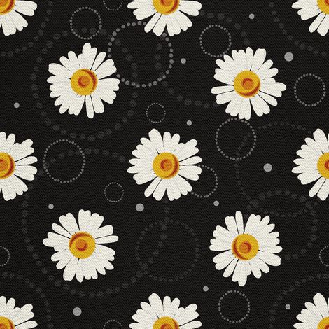 Tela Oxford decorativa para exteriores - Motivo de manzanilla sobre fondo negro I DX482 (1/5)