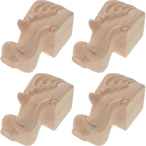 Ensemble de 4 pieds de meubles en bois massif, convenant aux canapés, bancs, etc., pouvant remplacer les pieds existants, en bois massif sculpté. (1/5)